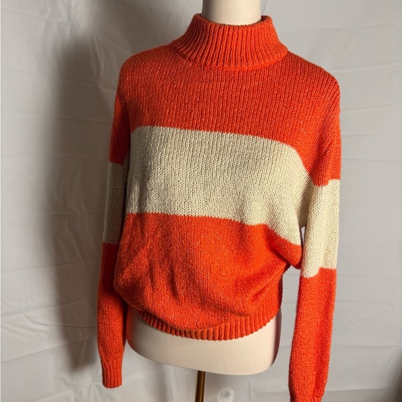 Aerie Orange and Cream Cowl Turtleneck Sweater - Picture 1 of 6